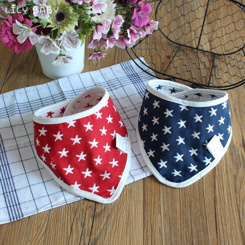 Baby gauze Triangle towel Saliva Towel Baby Pure Cotton Double Layer Press Buckle Enclosure Pocket Children Thickened Water Absorbent Scarf Spring Autumn
