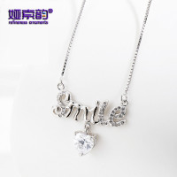 Necklace Smiling as ever English better clavicle chance 925 Silver jewelry lively and versatile gift for girl