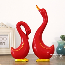 zakka wood engraving painted red swanky swagger Ducks Mandarin Duck Mandarin Furnishing Adornment Wedding Gifts