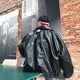 Huy hiệu PU da nam cộng với áo khoác XL béo đầu máy xu hướng thanh niên lỏng lẻo mùa xuân và mùa thu punk áo khoác thể thao Quần áo lông thú