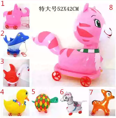 Inflatable deer elephant Duck Rabbit horse inflatable cable toy factory stall cheap small toy activity pull cart