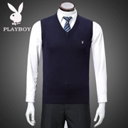 Playboy cashmere vest nam cổ chữ V len trung thu mùa thu và áo len mùa đông áo len vai vest bố