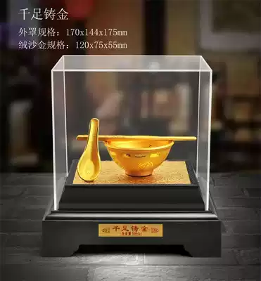 Velvet sand gold ornaments gold bowls, chopsticks and spoons can be printed LOGO insurance gifts business meetings customized high-end gifts