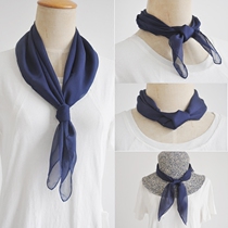 2020 Mulberry Silk Scarf Navy Blue New Versatile Little Square Scarf Spring Short Gauze Towel Spring and Summer Thin Small Neck Scarf