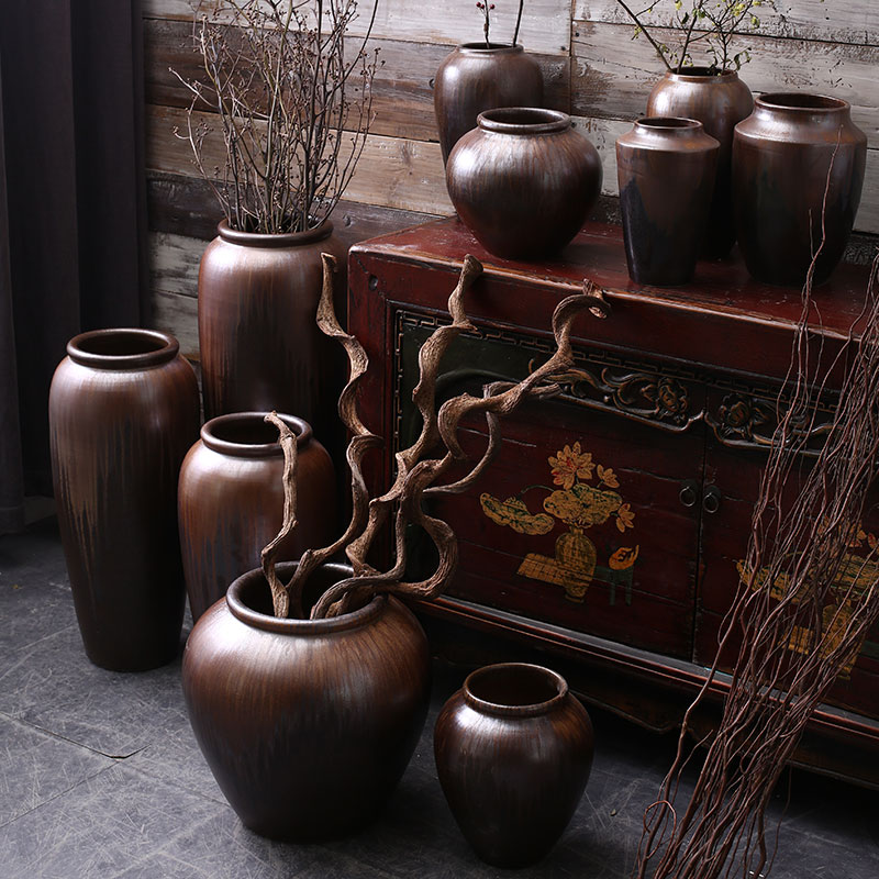 Jingdezhen ceramic vase of large sitting room dry flower decoration flower arranging furnishing articles of Chinese style restoring ancient ways pottery porcelain flowerpot
