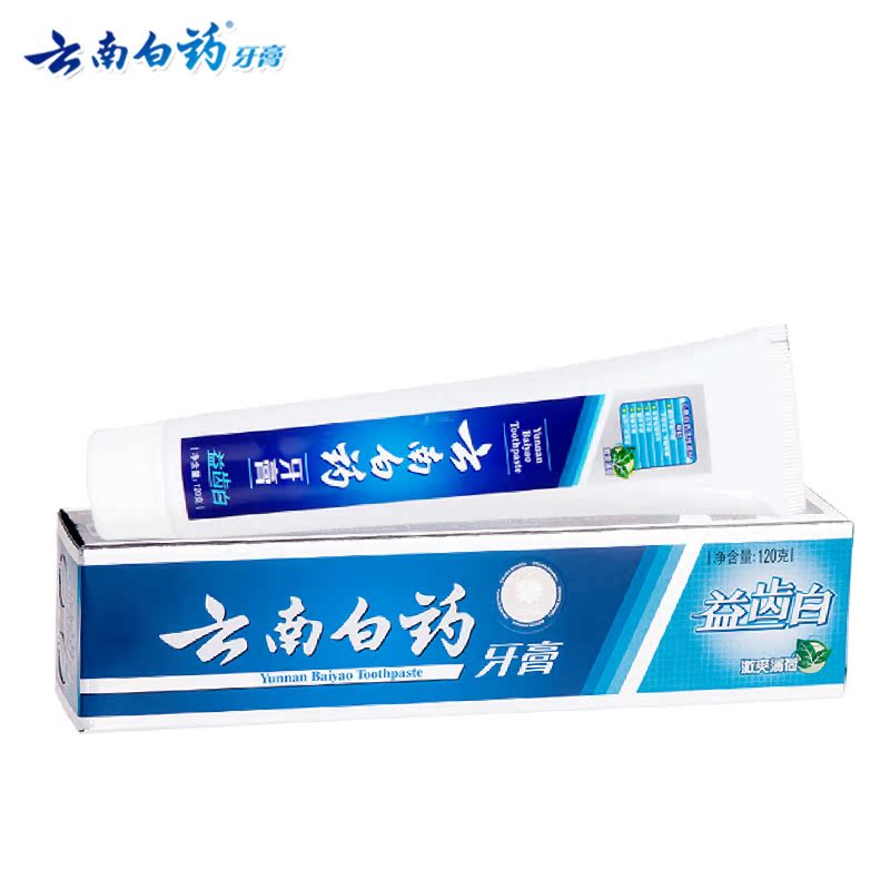 云南白药 益齿白牙膏 帮助清理牙渍茶渍咖啡渍清口气激爽薄荷120g