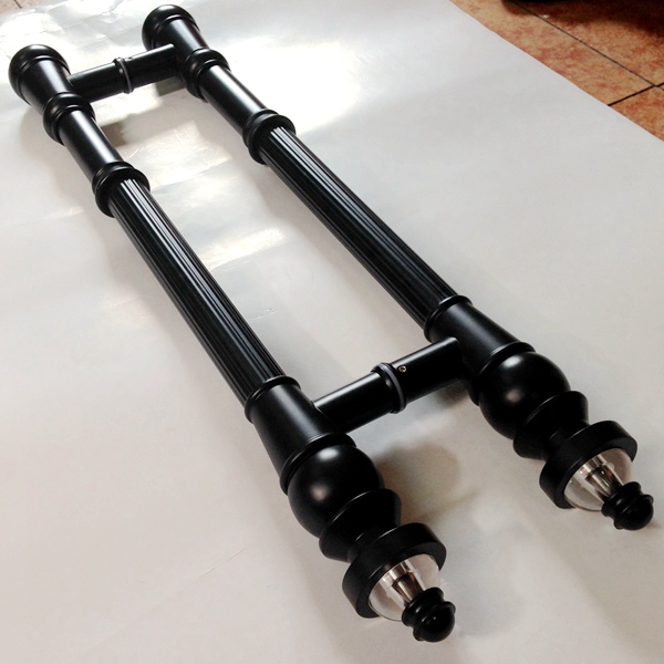 European modern crystal glass door handle Hotel hall Chinese solid wood door Stainless steel handle black