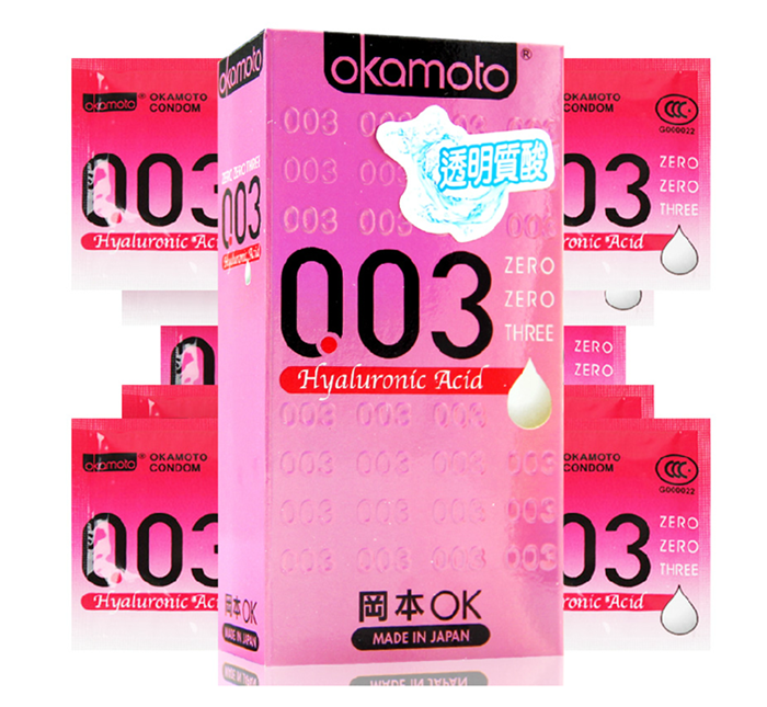 冈本003避孕套 透明质酸10只装0.03mm超薄超滑安全套成人用品hy