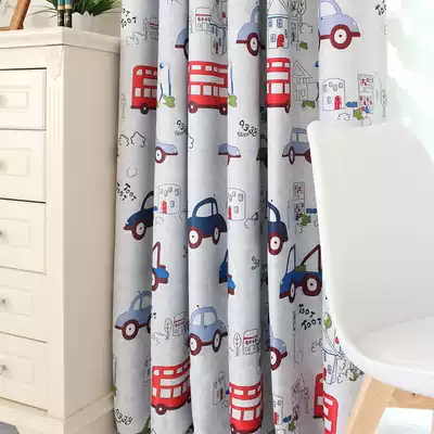 Customized Korean children's curtains living room small bedroom cute blackout curtain boy cartoon car