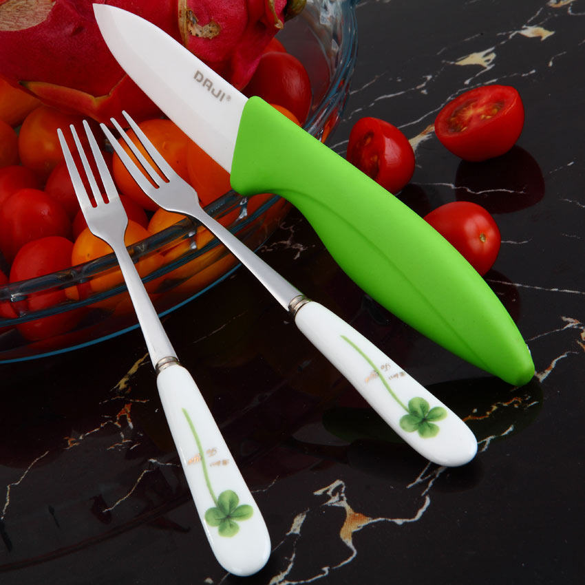 大吉 陶瓷刀盒装 陶瓷水果刀 陶瓷水果叉 瓜果刀 水果签 套装包邮