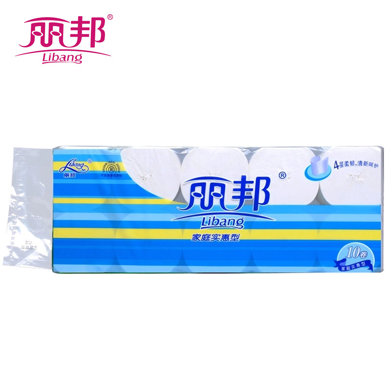 【天猫超市】丽邦 卫生纸巾 短款卷筒纸4层1800g/10卷 实心卷纸