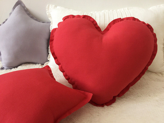 In Green creative handmade custom small star love heart-shaped cotton pillow sofa bed cushion pillow