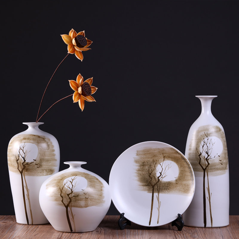 Modern new Chinese style is classic adornment teahouse zen furnishing articles ceramic vase in the sitting room porch dried flowers flower arrangement of jingdezhen