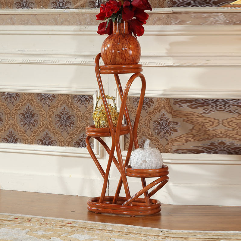 Rattan furniture wooden flower stand flower a few double-layer flower stand potted flower stand flower stand multi-layer flower stand custom