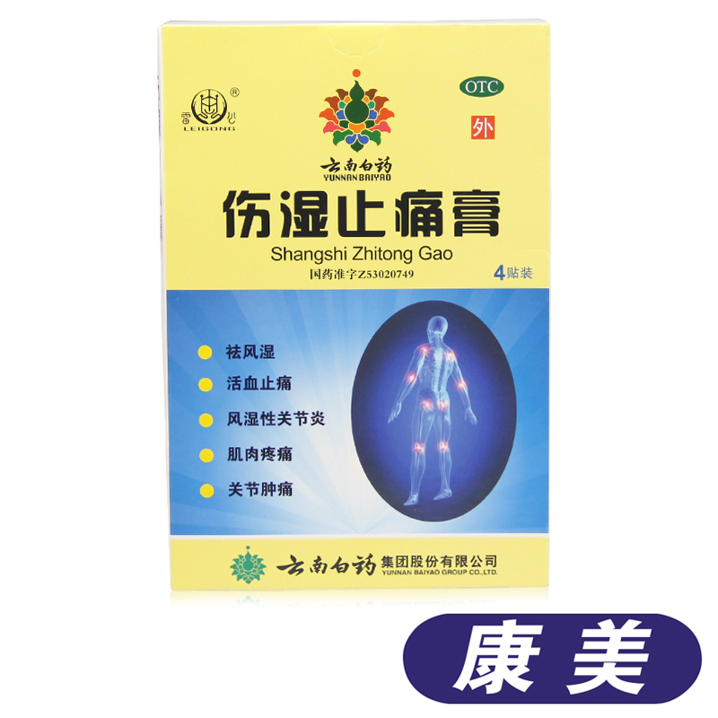 雷公 伤湿止痛膏4贴/盒 关节炎止痛贴膏风湿痛肌肉痛活血ts