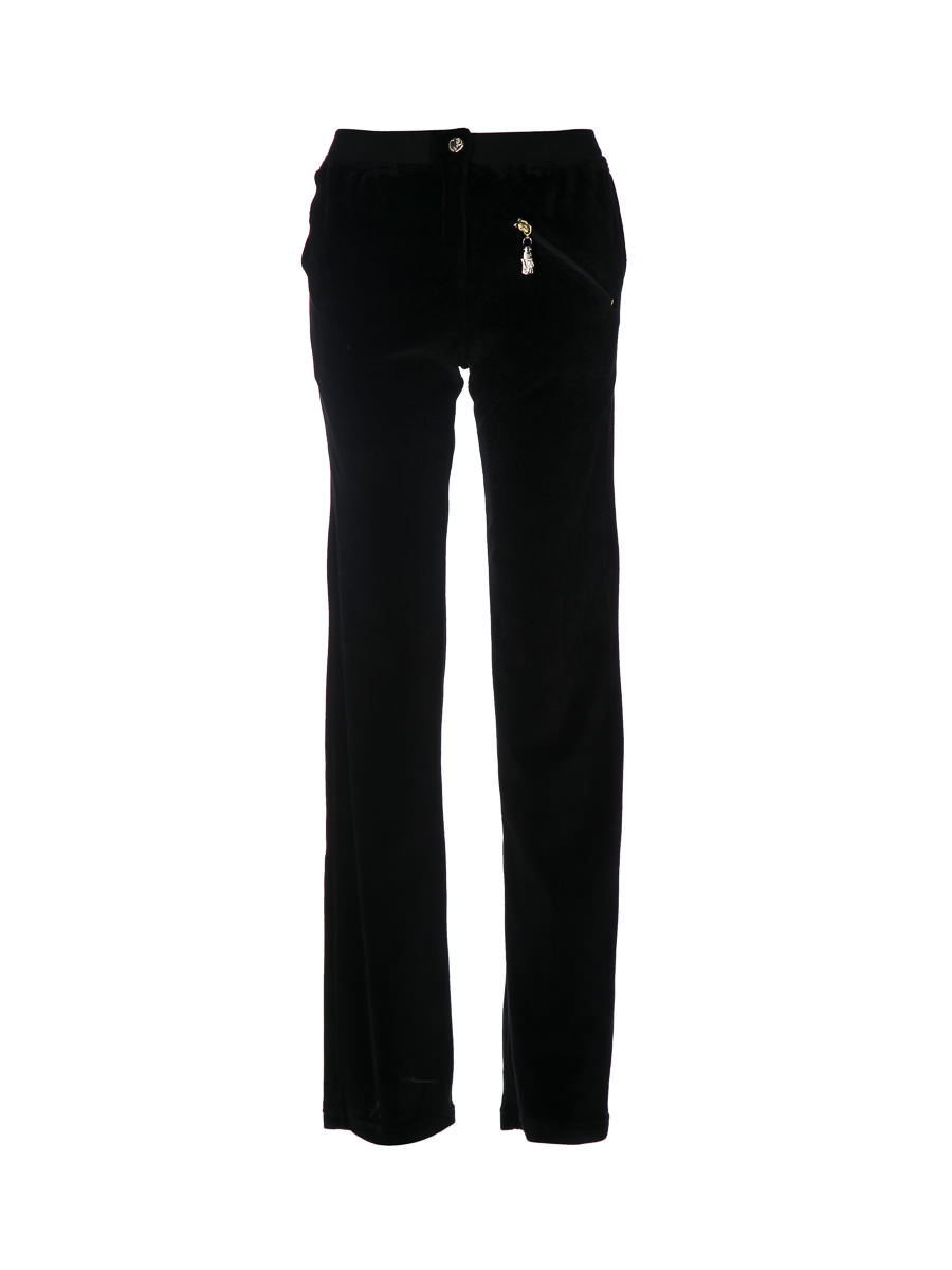 versace jeans 黑色饰拉链休闲长裤