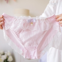 Daily Bill underwear female fat MM200 pounds of pure cotton sweet and cute Japanese lace princess M-7L