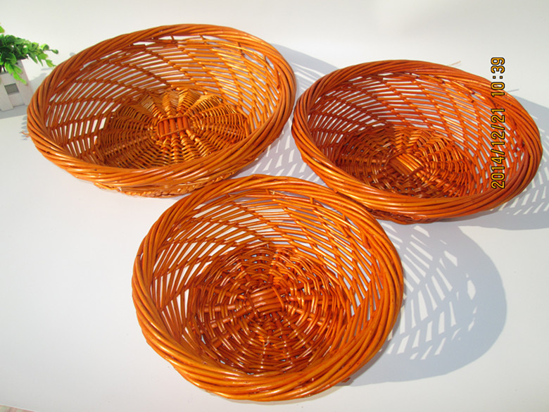 Grass willow rattan orange fruit plate hotel supermarket fruit display basket twist fruit plate sundries storage basket