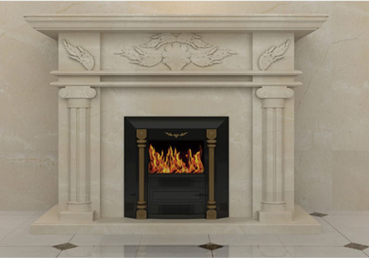 Factory direct sales European-style relief fireplace background wall marble Roman column simple carved square pillar stone carving