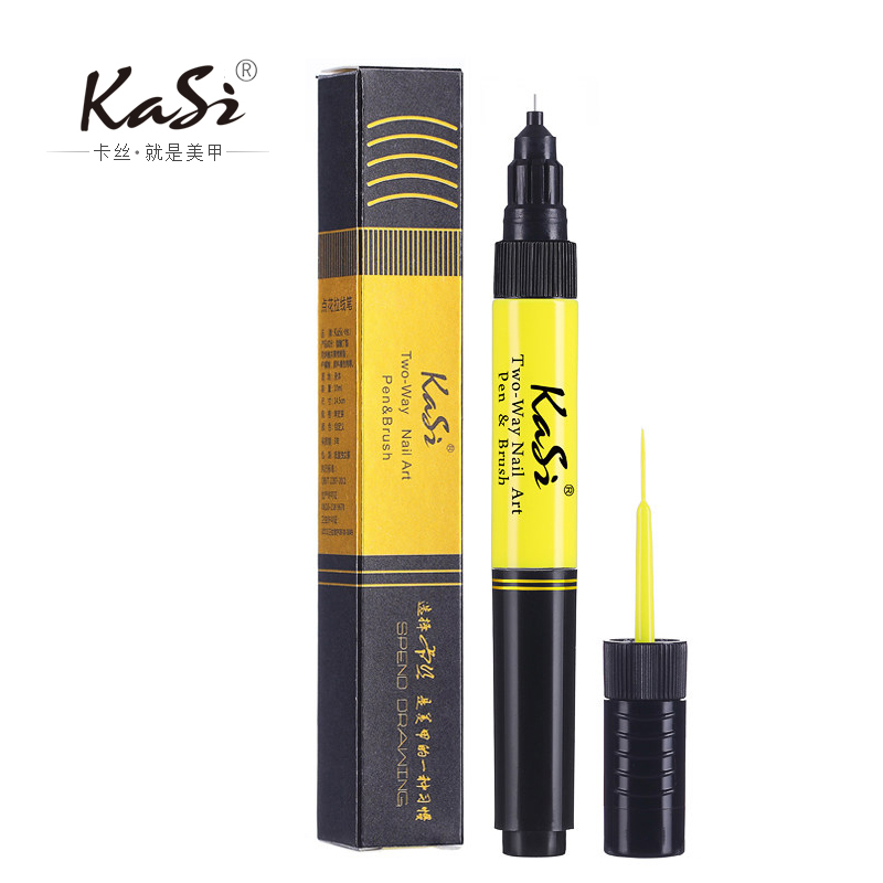 KaSi美甲双头点花拉线笔 点钻美甲笔彩绘笔工具10克 颜色:柠檬黄