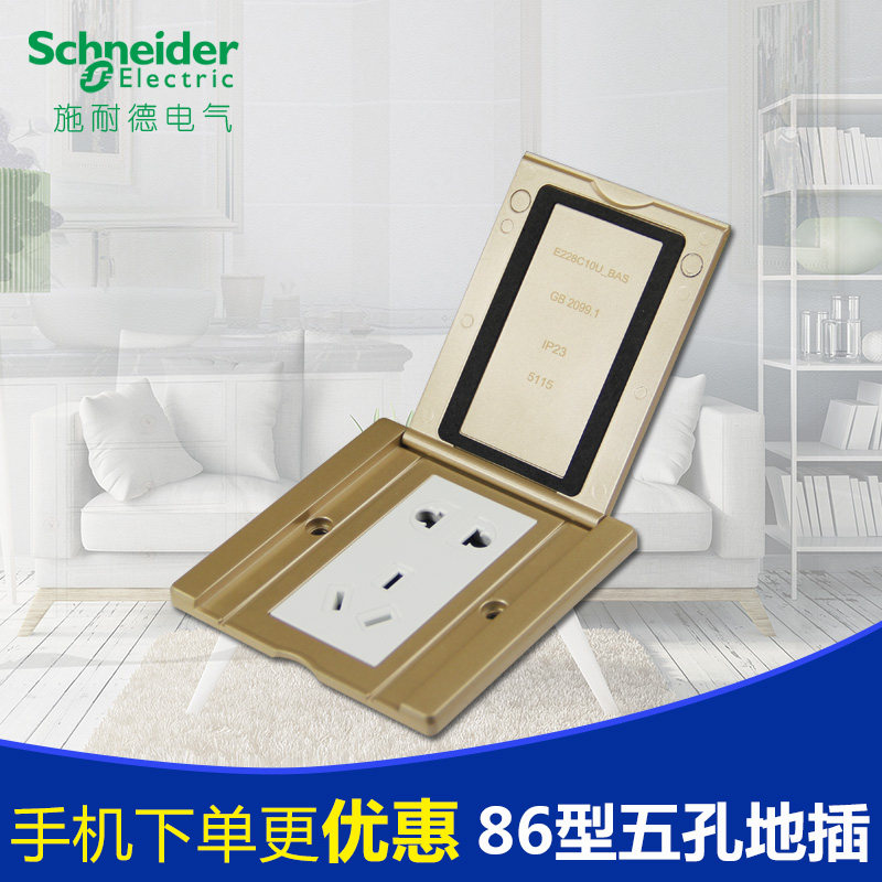 Schneider Ground Plug New Champagne Gold Ground Socket Two Three Pole Five Hole Ground Plug Type 86 Flip Type Ground Plug - Taobao