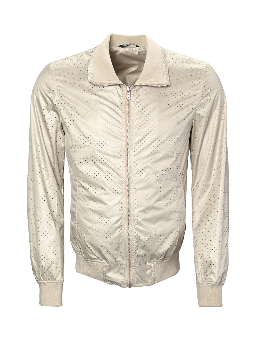 Dolce&Gabbana 米色气孔面料饰拉链长袖外套