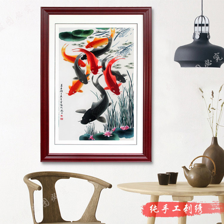 Han embroidery boutiques have more than fish every year, Hubei Wuhan specialty products, finished paintings, celebration gifts, single-sided embroidery, pure hand embroidery