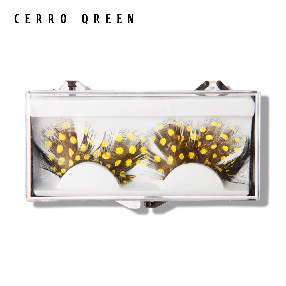 cerroqreen彩妆 舞台化装舞会 艺术创意 夸张 黄色时尚羽毛假睫毛