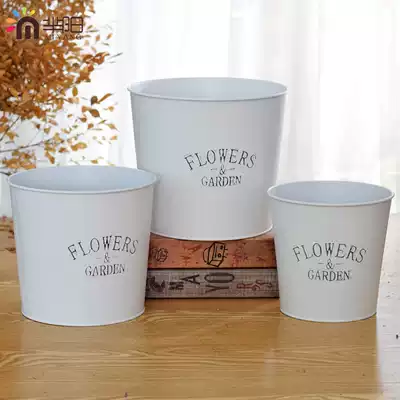 (Miyang)White iron bucket, iron bucket, pastoral flower bucket, creative placement of flower pots, florist, wedding window decorations