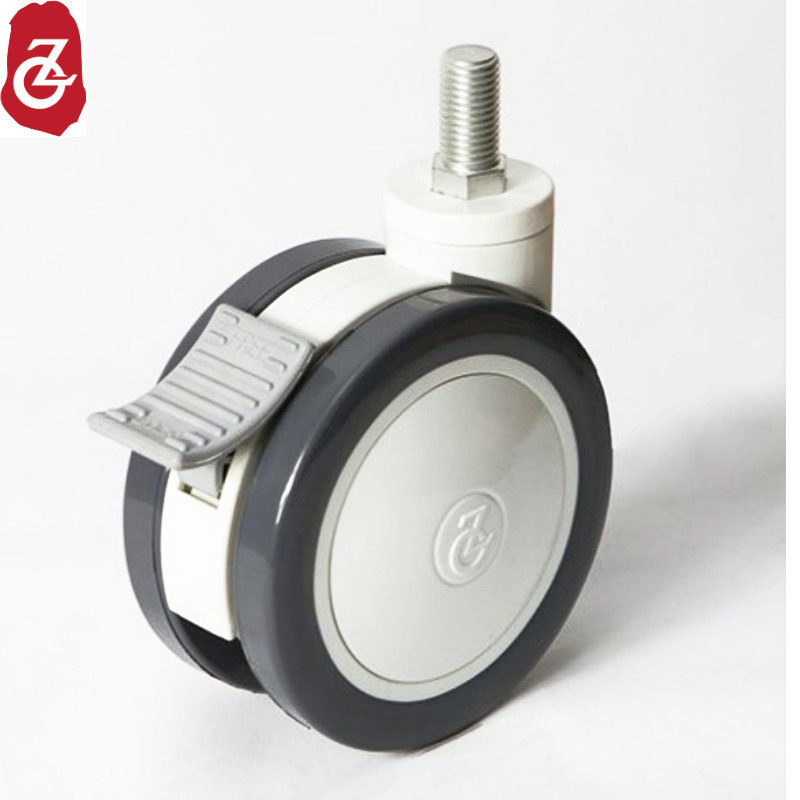 Zhongguan caster 4 inch silent double disc brake universal wheel nurse cart anesthesia cart ward cabinet movable wheel