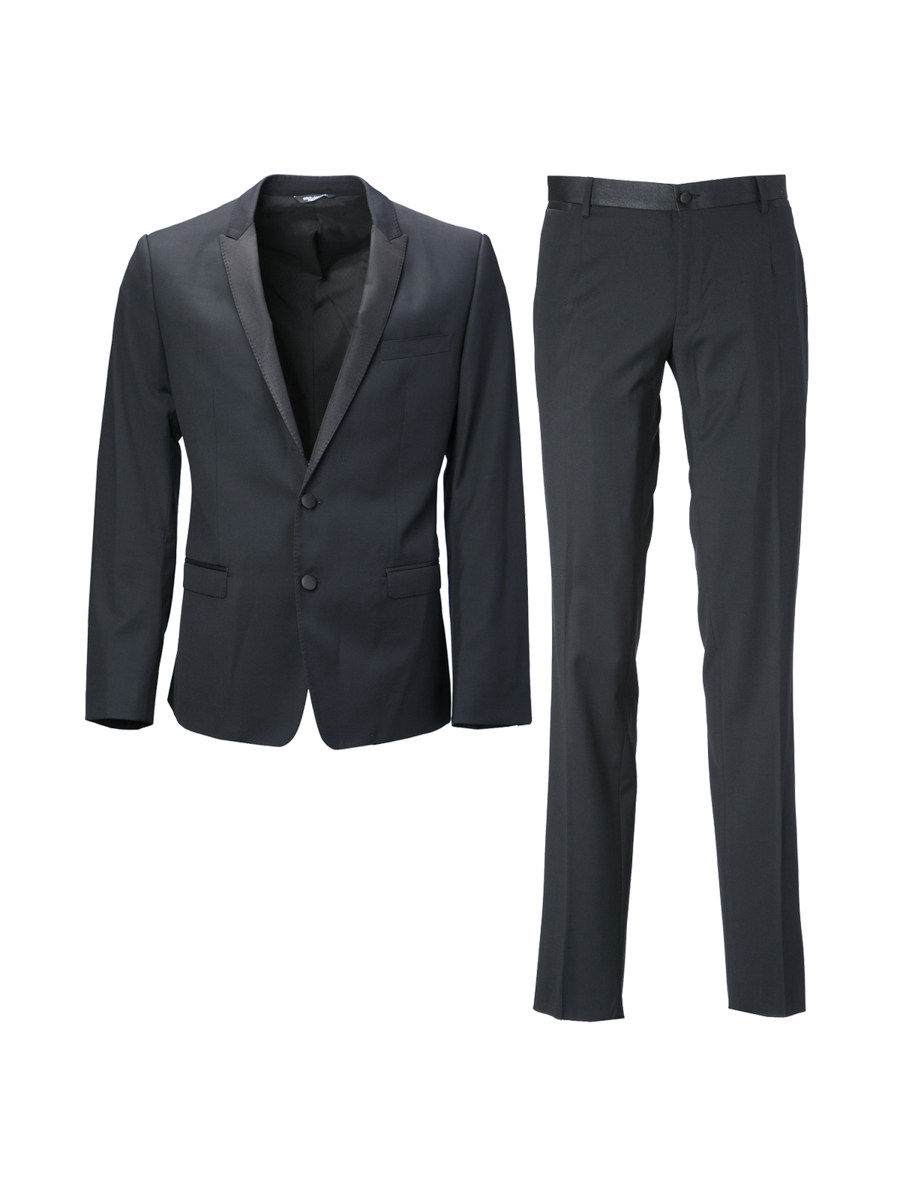 Dolce&Gabbana 藏青色拼接枪驳领两粒扣西服套装