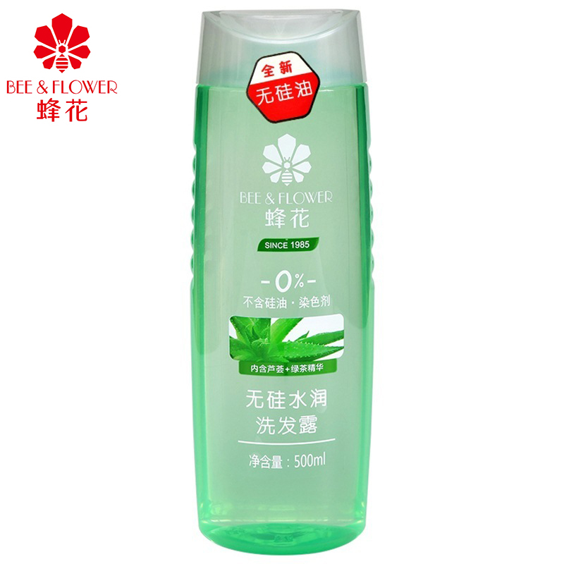 蜂花无硅油水润洗发露洗发水500ml含芦荟绿茶精华适用于油性发质