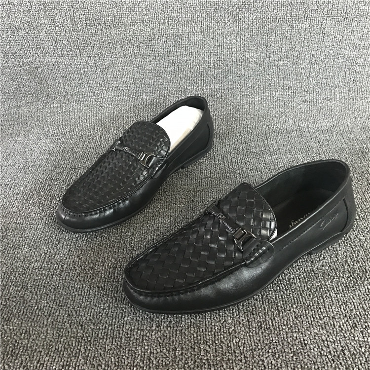 New summer special leather factory broken code fashion set toe first layer cowhide woven leather formal leather shoes men's single shoes