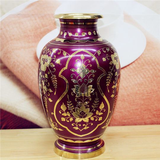 Pakistani handicrafts imported copper sculpture 16-inch polycai vase home decoration BT443