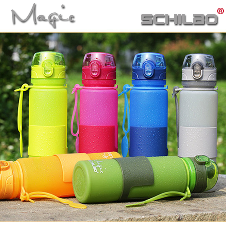 Exit German outdoor sports kettle Silicone Fold Water Bottle PORTABLE ANTI-LEAKAGE TRAVEL FITNESS WATER CUP HIGH TEMPERATURE RESISTANT