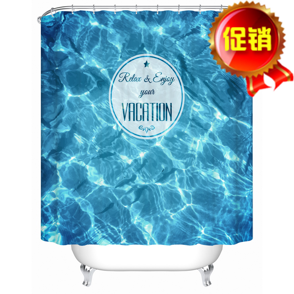 2015 New Products Blue Seawater Personal Bath Curtain Waterproof Mold Bathroom Bathroom Shower Curtain Shower Curtain