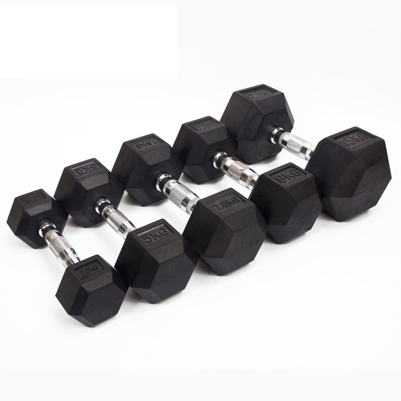 Hexagonal dumbbell solid cast iron single 5kg 10kg 20kg pair men's home fitness equipment electroplating