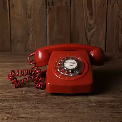 Antique used old telephone vintage 80 s red dial telephone nostalgic collection bar decoration