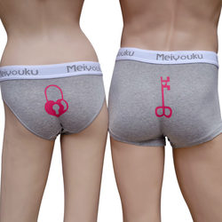 Husband and wife married couple cartoon large and small size couple underwear key and lock pure cotton sexy red breathable and comfortable