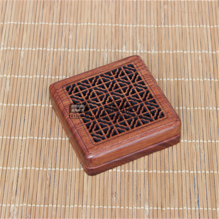 African Acid Branches Hollowed-out Cross Plum Blossom Perfuming Box Red Wood Square Ring Incense Stove Pendulum Pieces Handiwork
