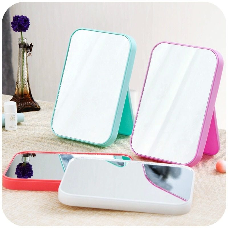 Single Sided Vertical Makeup Mirror Home Makeup Desk Princess Mirror Folding Table Mirror Square Mirror Square Portable Mirror