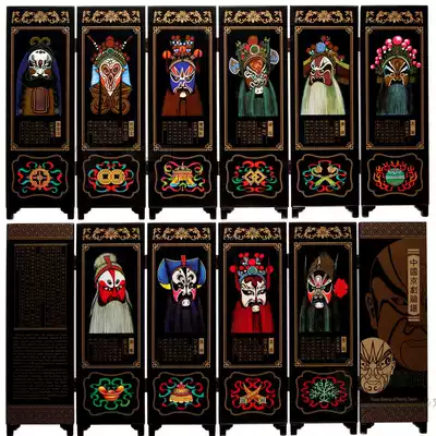 6 antique wooden screens Peking opera facial mask foreign affairs gifts Chinese style paint painting ornaments Crafts Business gifts