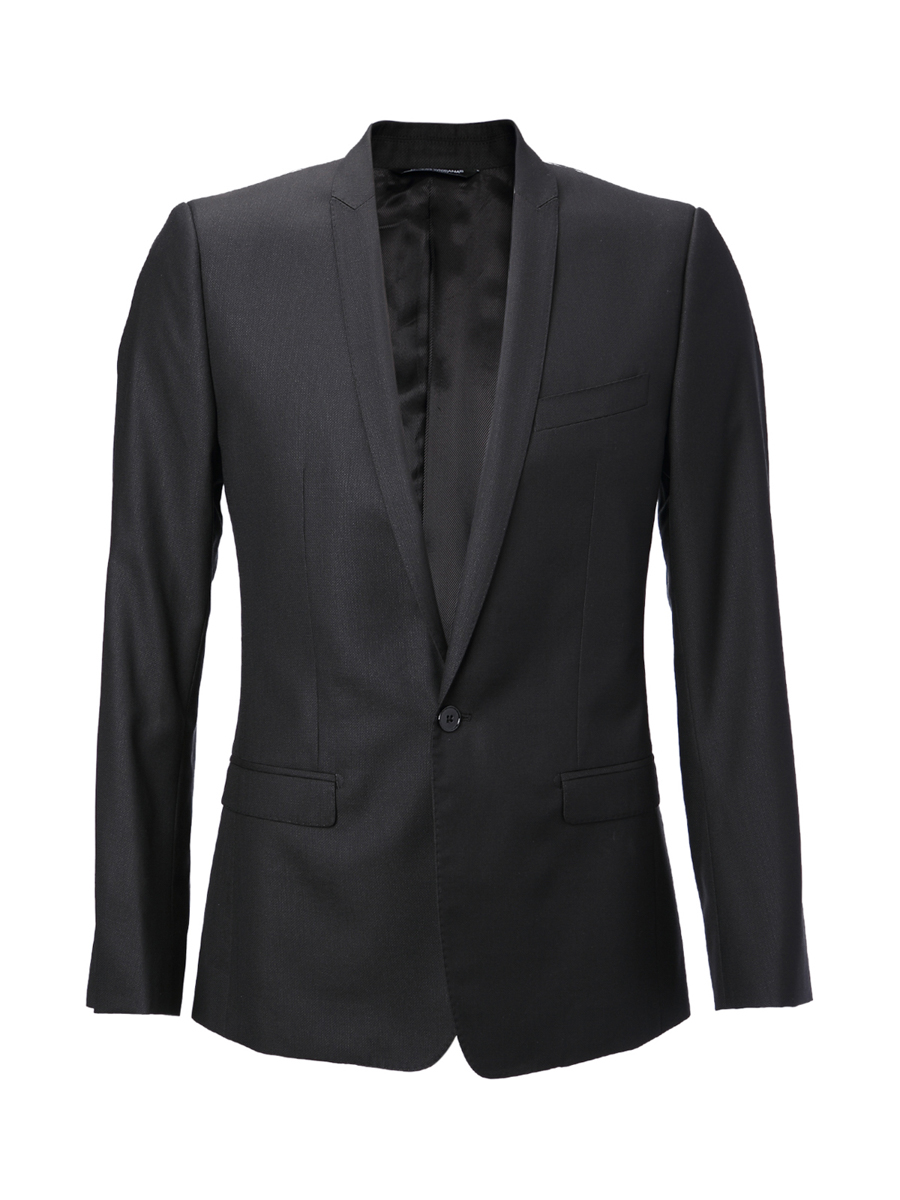 Dolce&Gabbana 黑色戗驳领一粒扣饰修身西装
