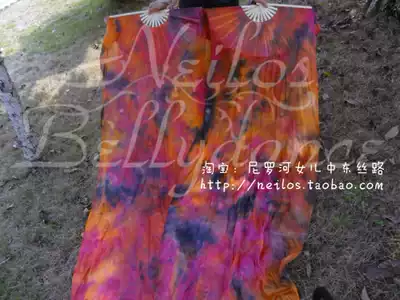 The third generation of Neilos professional belly dance silk fan long silk dance fan glow 1 8*0 9