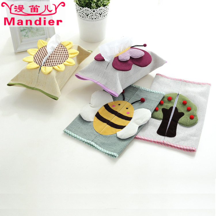 Dressing room cotton and linen tissue bag fabric removable toilet paper bag tissue box removable toilet paper sleeve cute cartoon household removable toilet paper sleeve