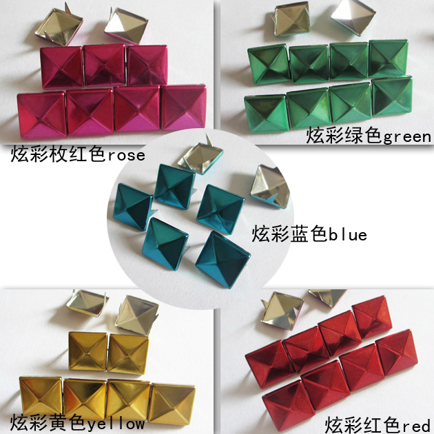 Mobile phone protection shell material DIY rivet two claws dazzling fluorescent color square claw nail pyramid square claw clasp claw bead