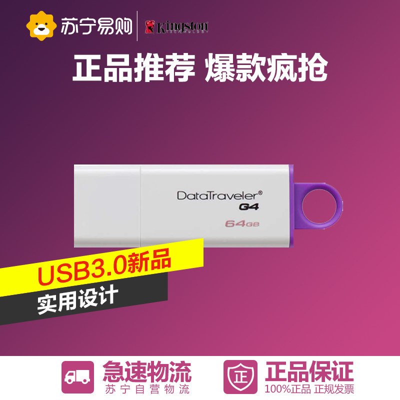 Kingston/金士顿 DTI G4-64GB USB3.0 U盘 紫色