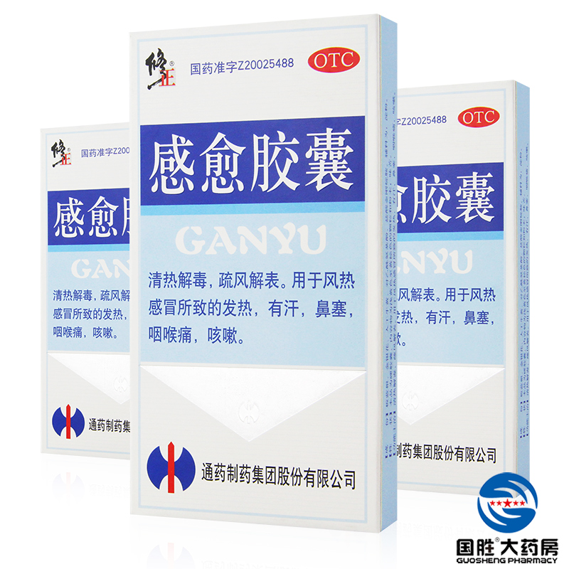 修正 感愈胶囊 10粒 清热解毒风热感冒鼻塞 咽喉痛咳嗽