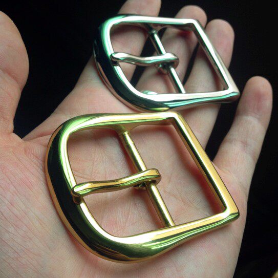 Pure copper belt buckle 38 45mm American vintage green brass copper color bright nickel classic stirrup copper buckle