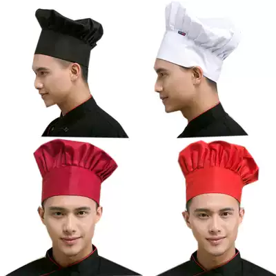 Chef hat Fashion pleated high hat Hotel dining room kitchen work hat Chef high hat White mushroom hat